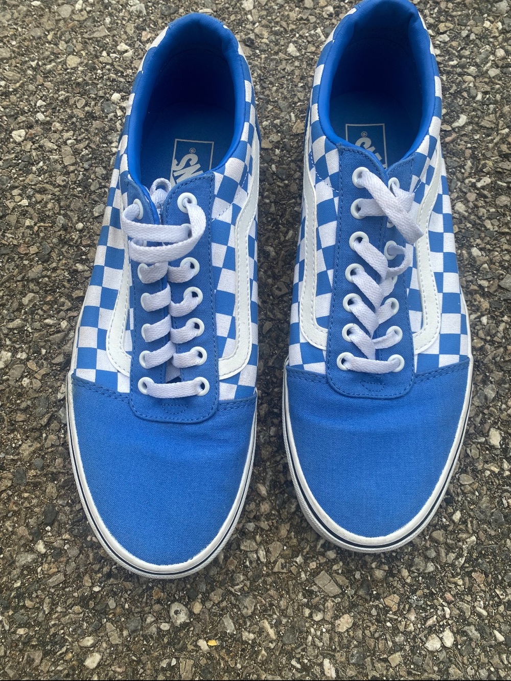 Vans Blue and White Checkerboard Low-Top Sneakers
